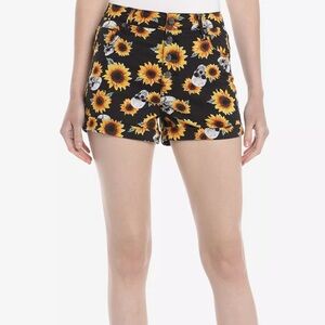 Hot Topic Black and Yellow High Waist Sunflower Shorts